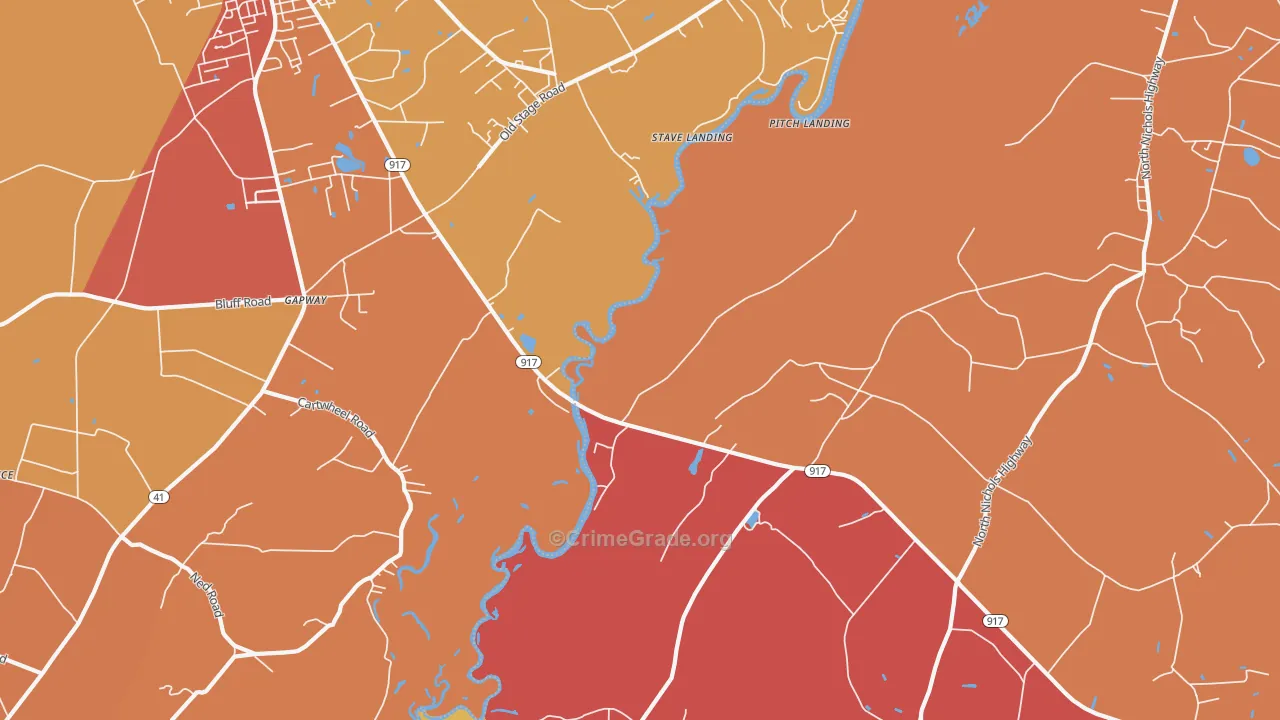 Gapway, SC Map of Robbery Rates