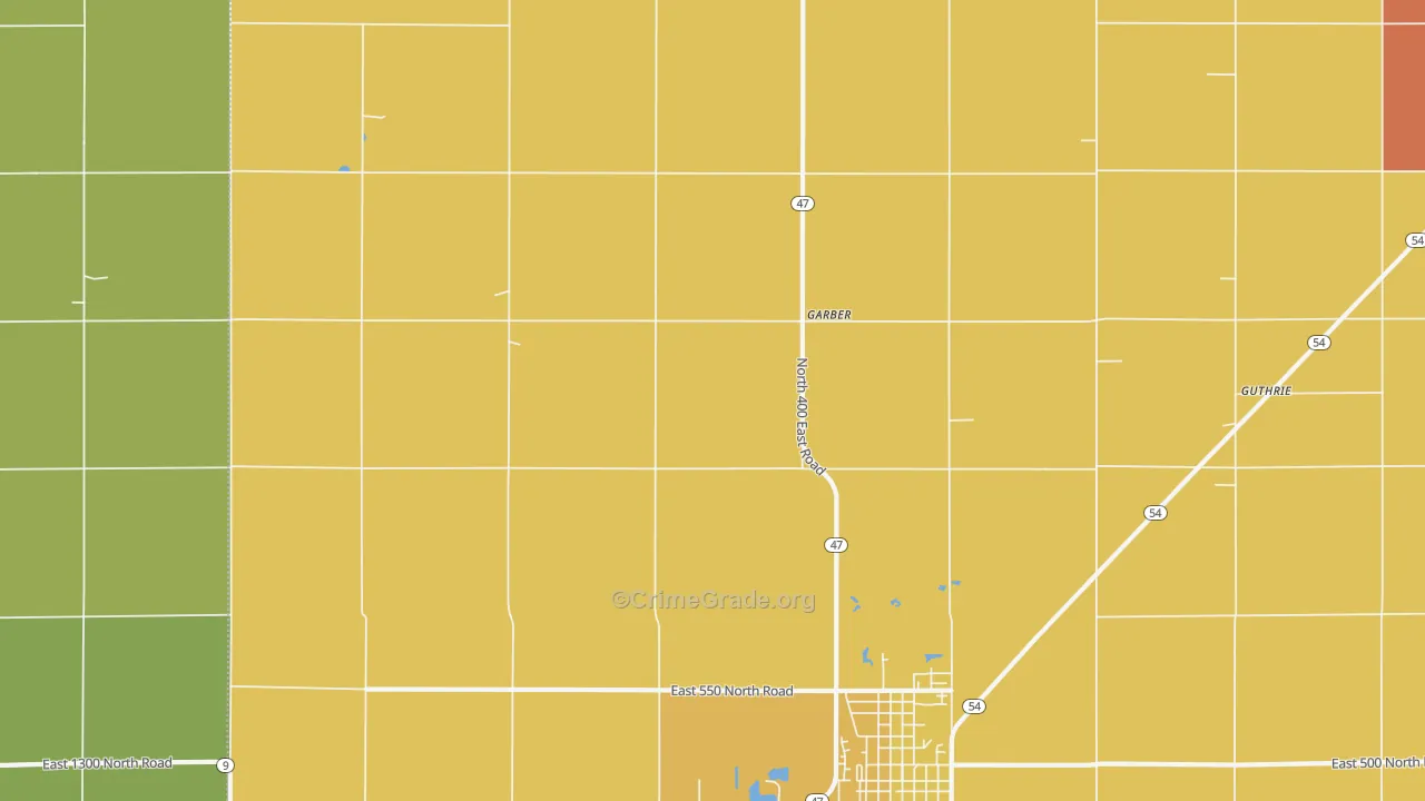 Garber, IL Map of Robbery Rates