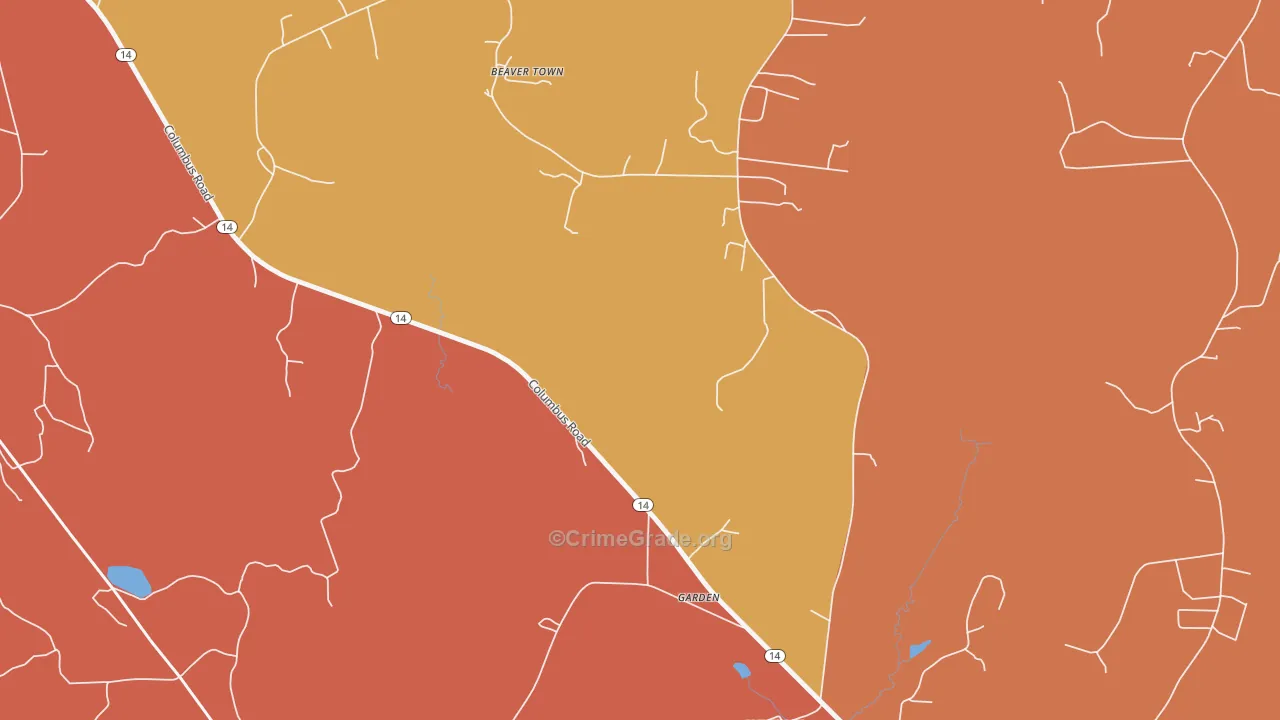Garden, AL Map of Robbery Rates