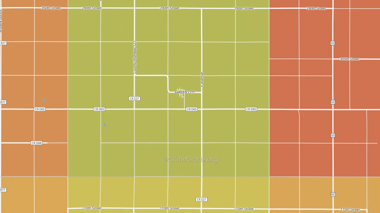 Garden City, IA Map of Robbery Rates