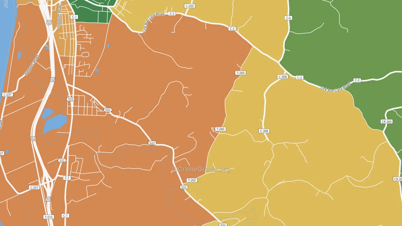 Garden City, OH Map of Robbery Rates