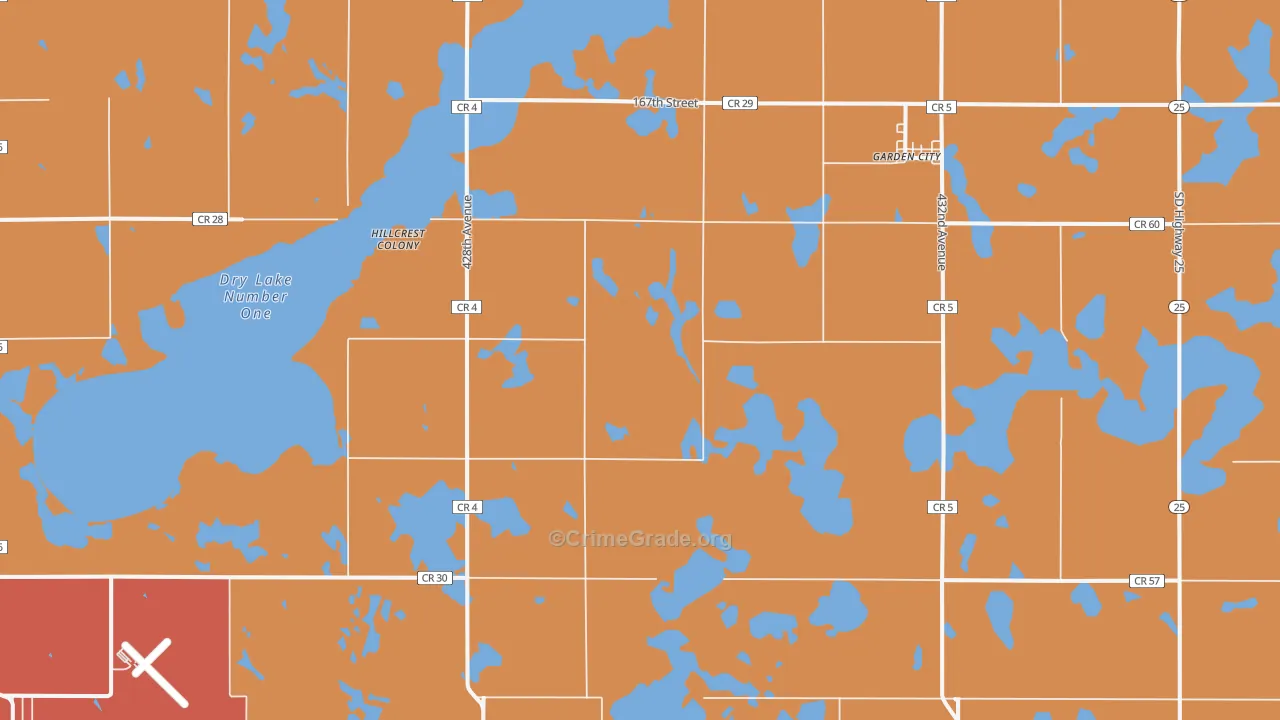 Garden City, SD Map of Robbery Rates