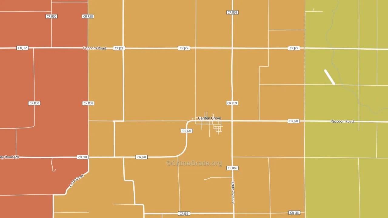 Garden Grove, IA Map of Robbery Rates