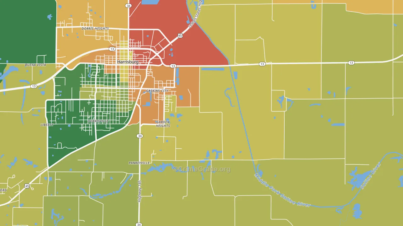 Garden Heights, IL Map of Robbery Rates