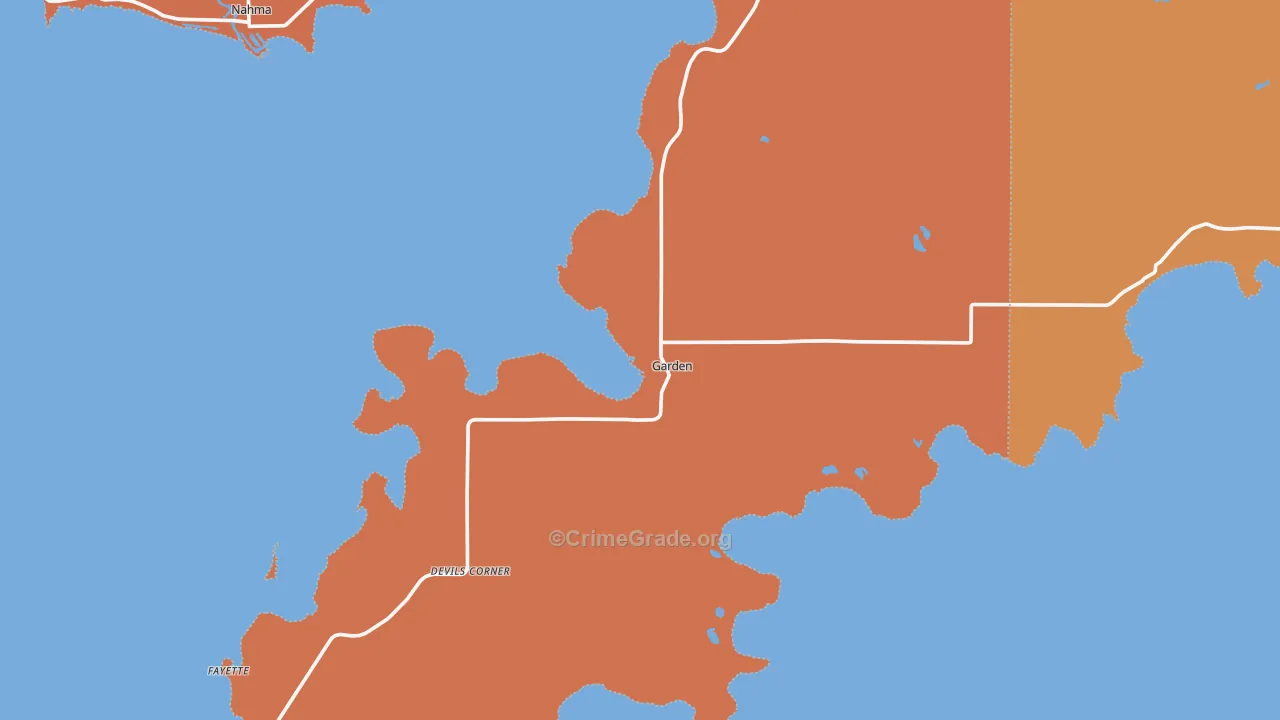 Garden, MI Map of Robbery Rates