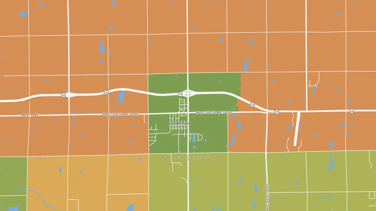 Garden Plain, KS Map of Robbery Rates