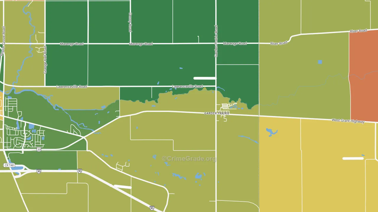Garden Prairie, IL Map of Robbery Rates