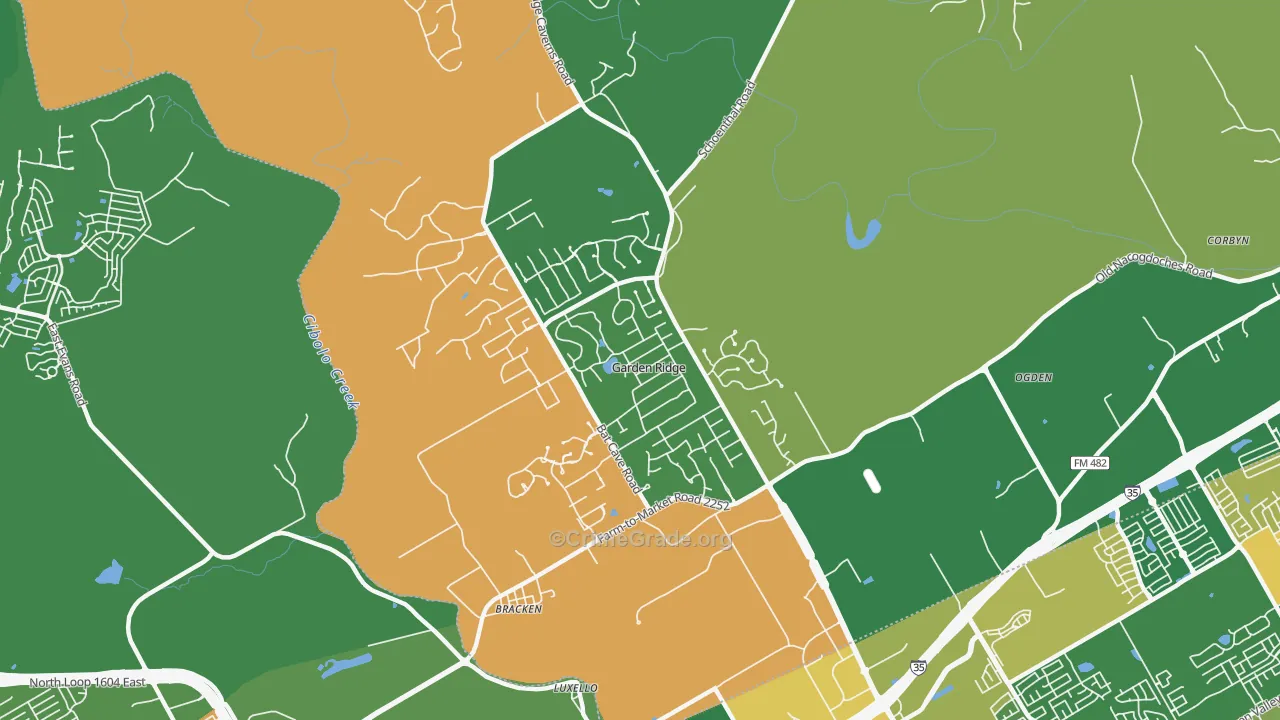 Garden Ridge, TX Map of Robbery Rates