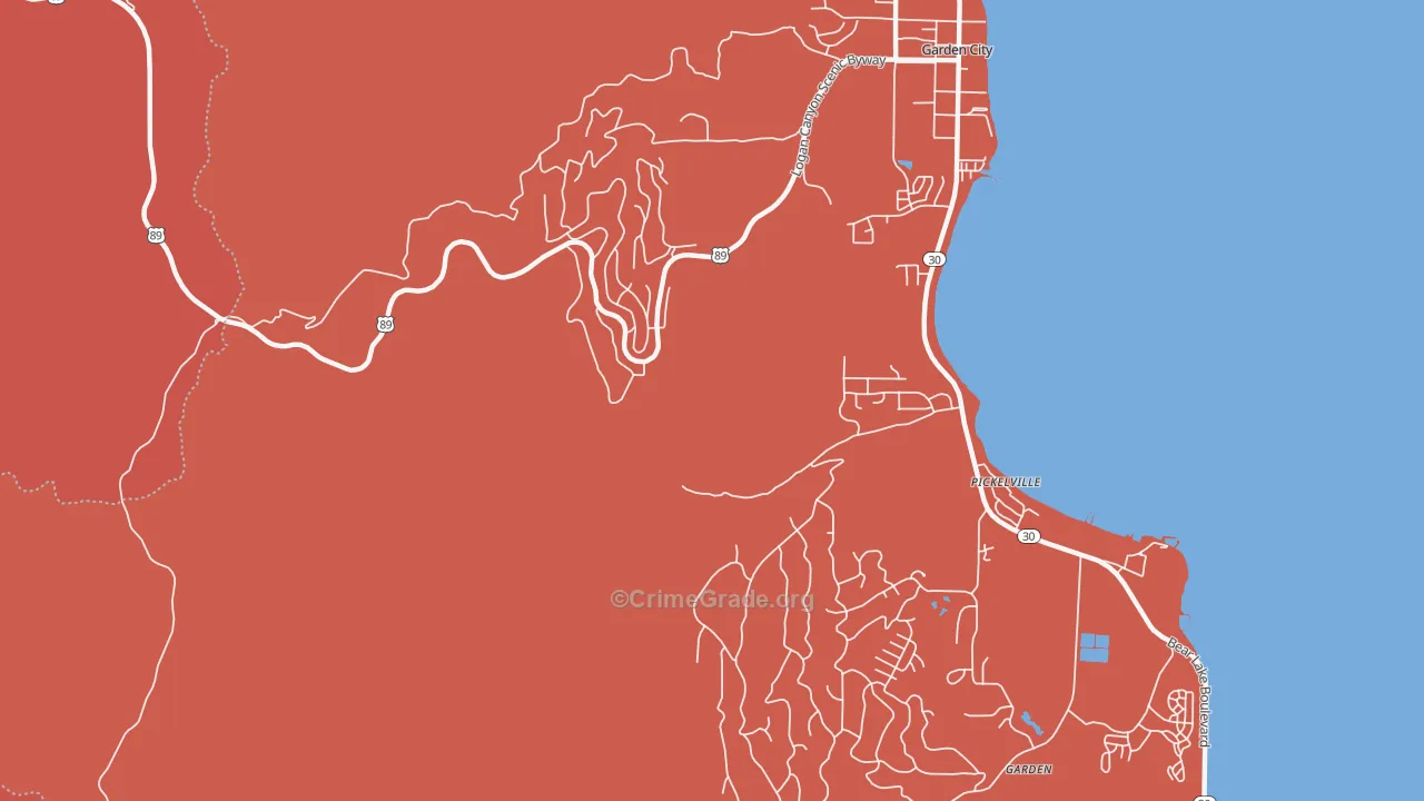 Garden, UT Map of Robbery Rates