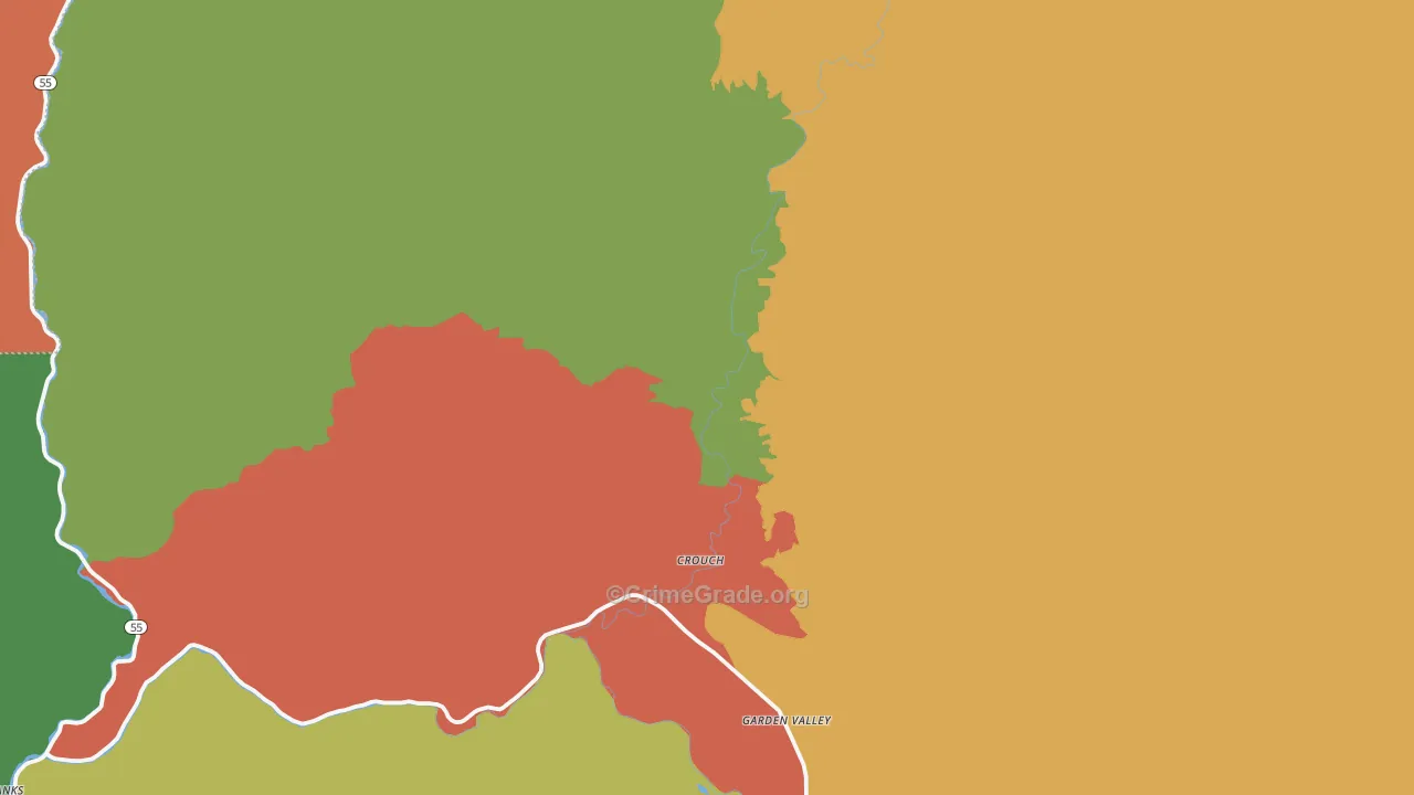 Garden Valley, ID Map of Robbery Rates