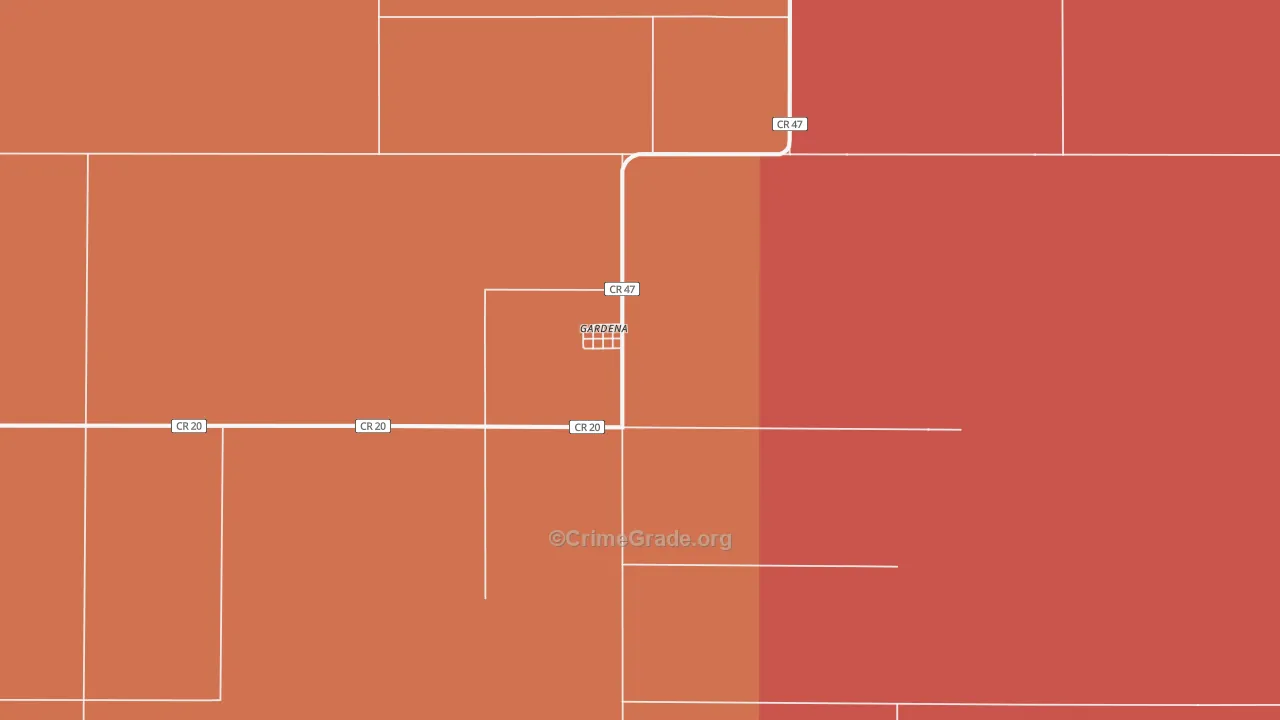 Gardena, ND Map of Robbery Rates