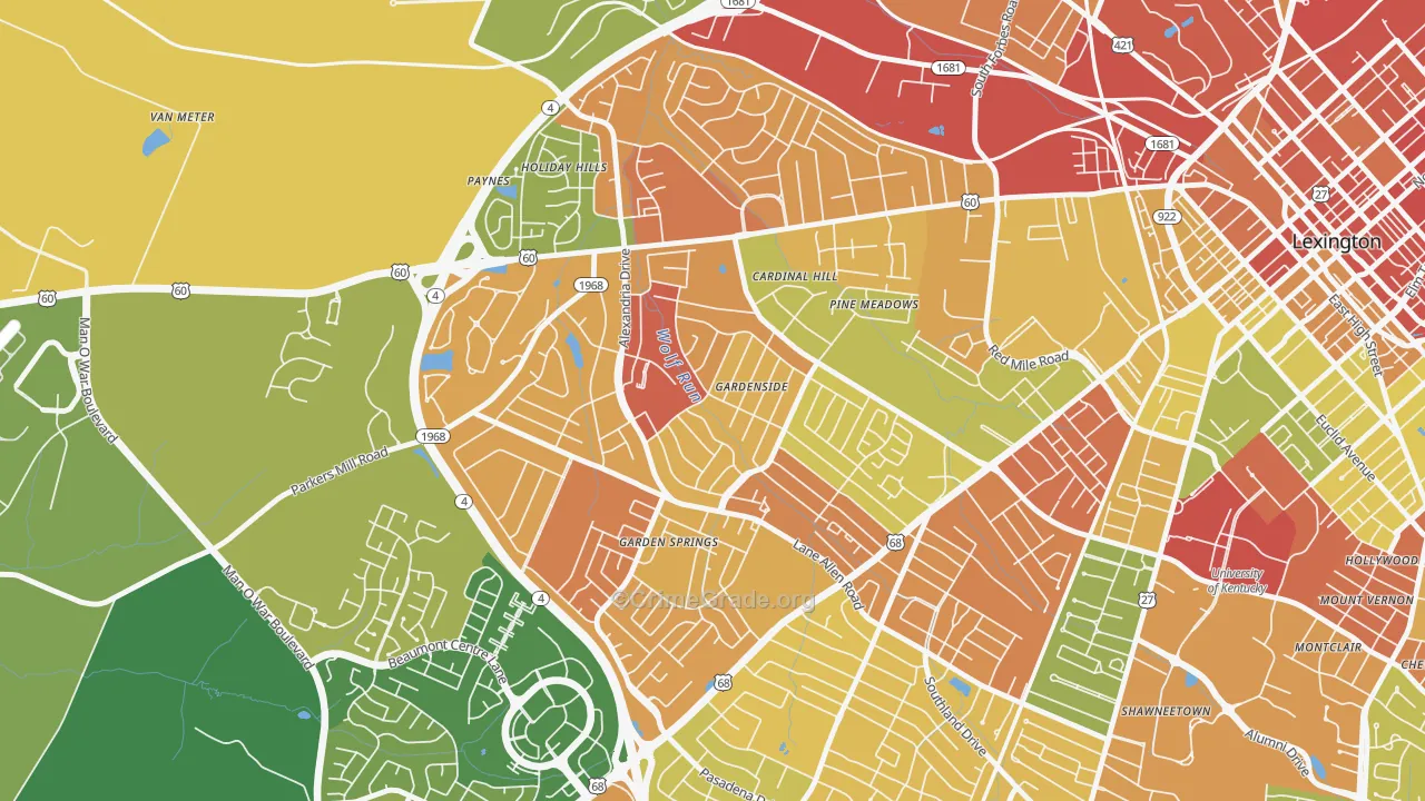 Gardenside-Colony, Lexington, KY Map of Robbery Rates