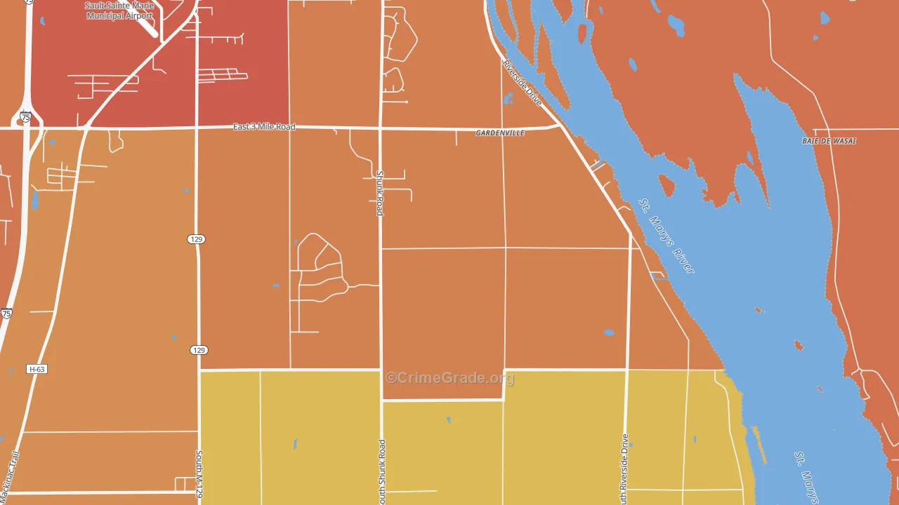 Gardenville, MI Map of Robbery Rates