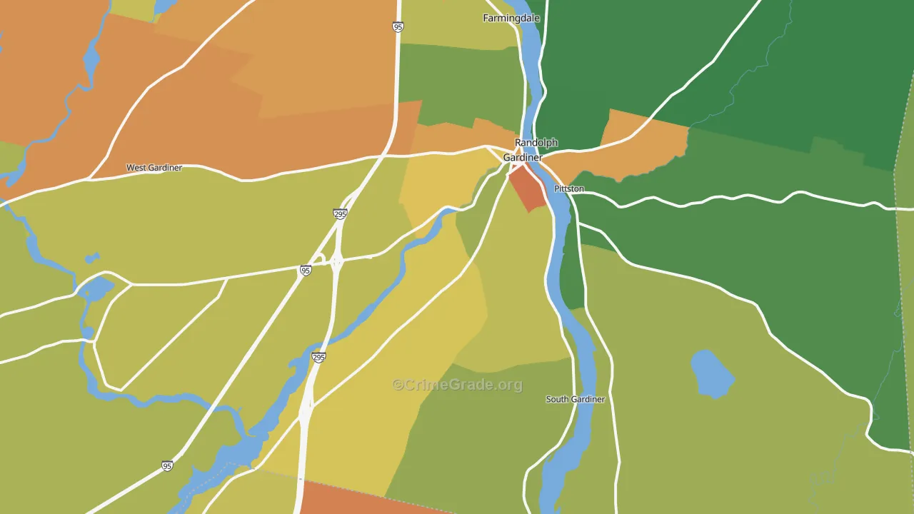 Gardiner, ME Map of Robbery Rates