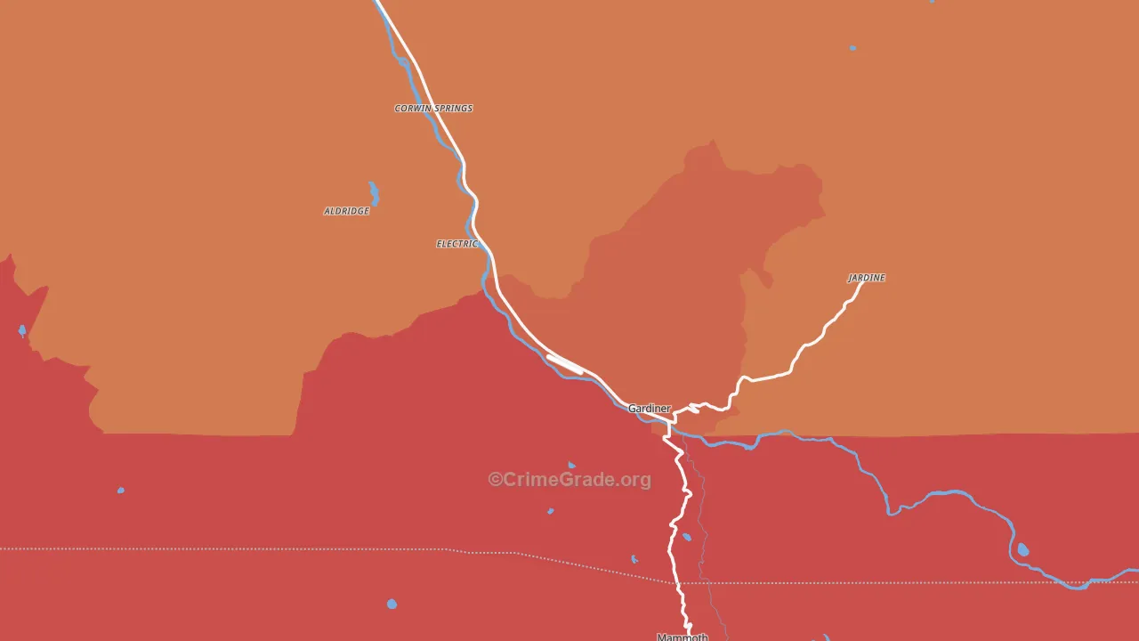 Gardiner, MT Map of Robbery Rates