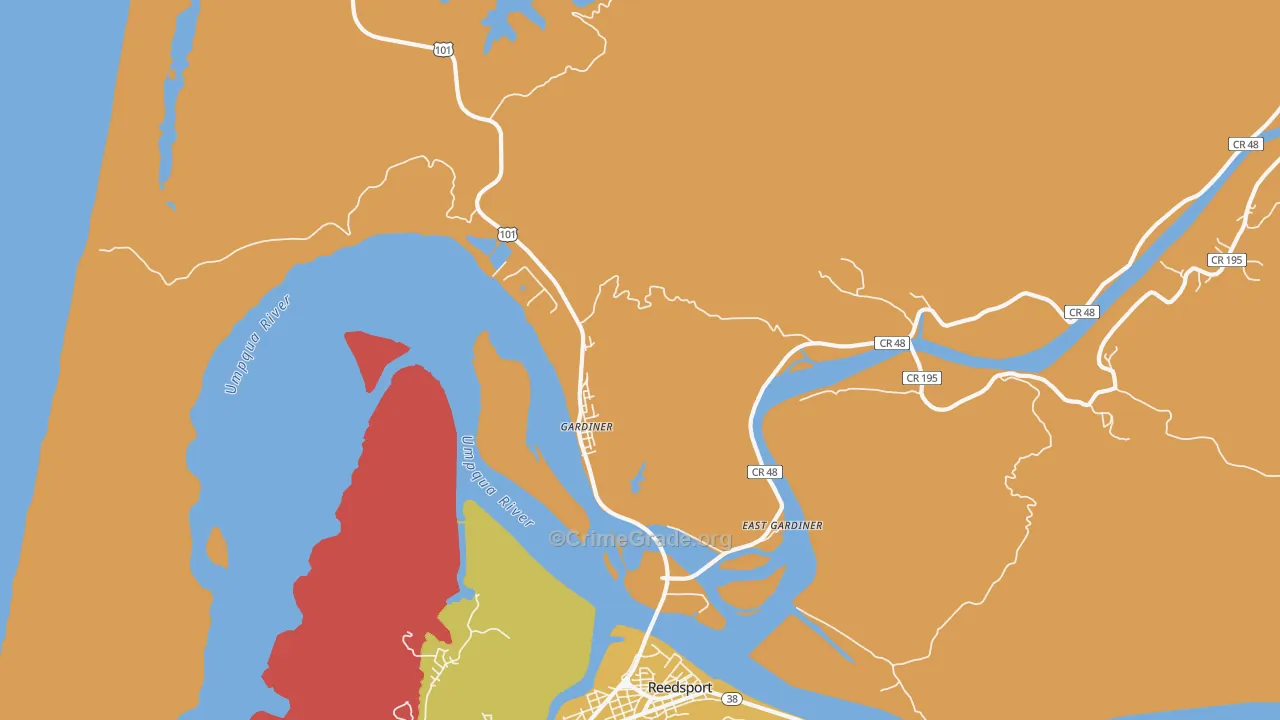 Gardiner, OR Map of Robbery Rates
