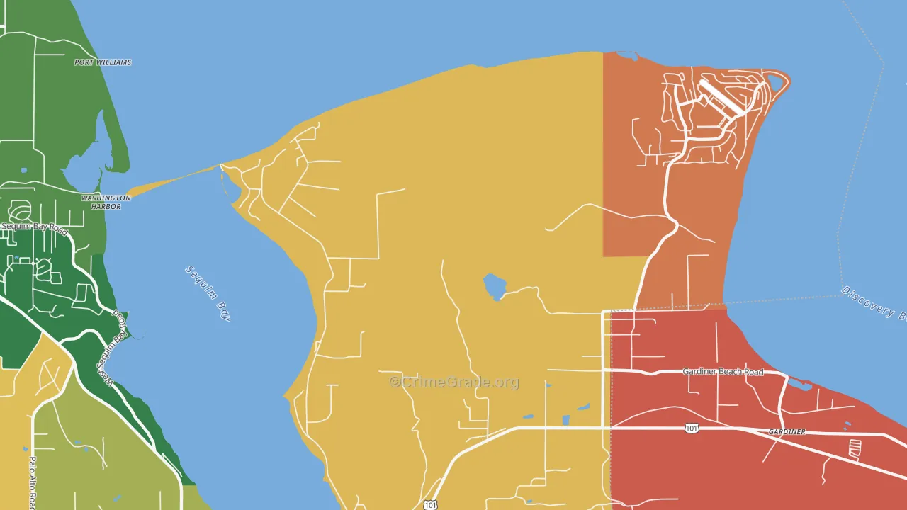 Gardiner, WA Map of Robbery Rates