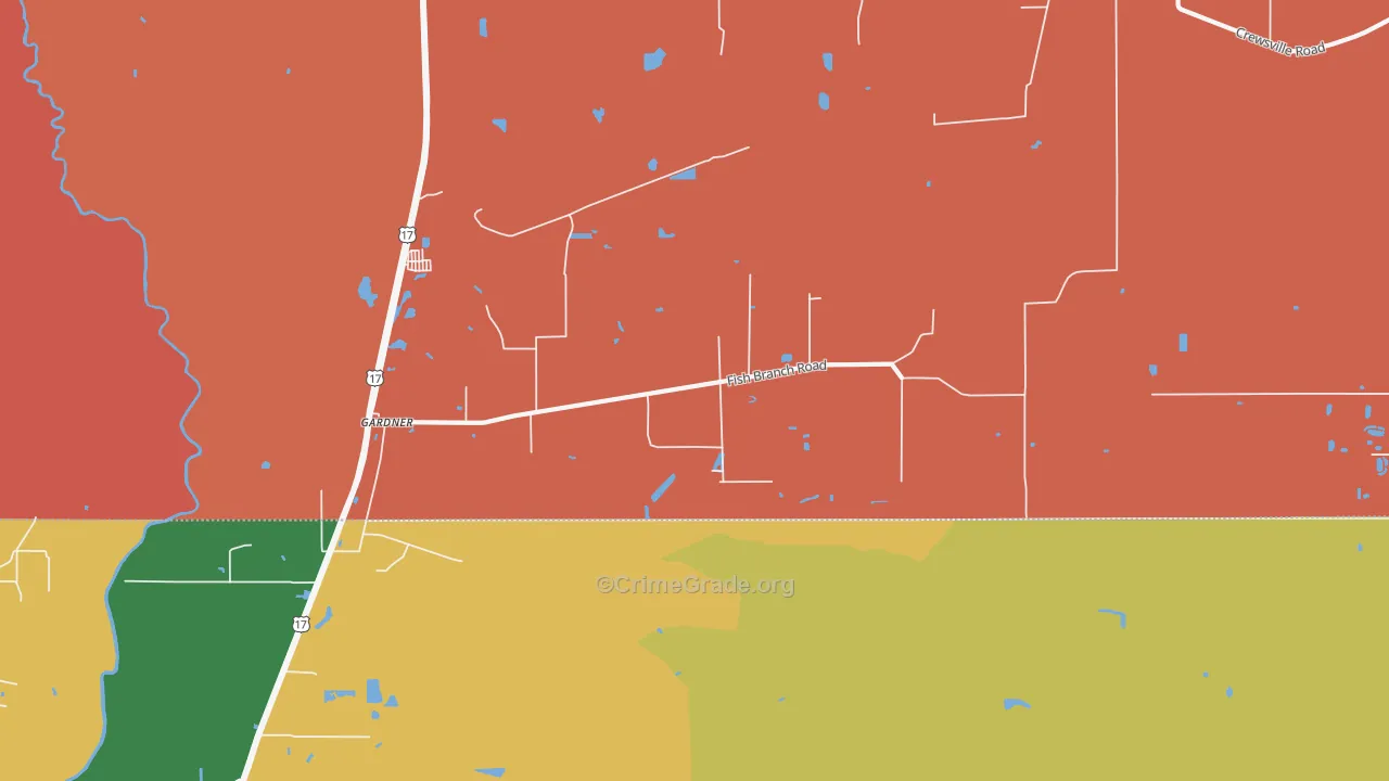 Gardner, FL Map of Robbery Rates
