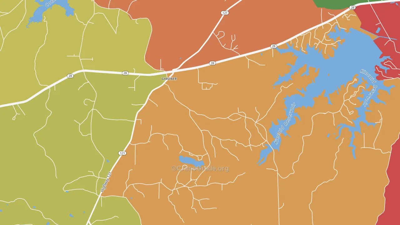 Gardner, LA Map of Robbery Rates