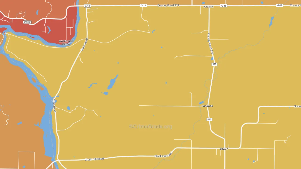 Gardner, MI Map of Robbery Rates