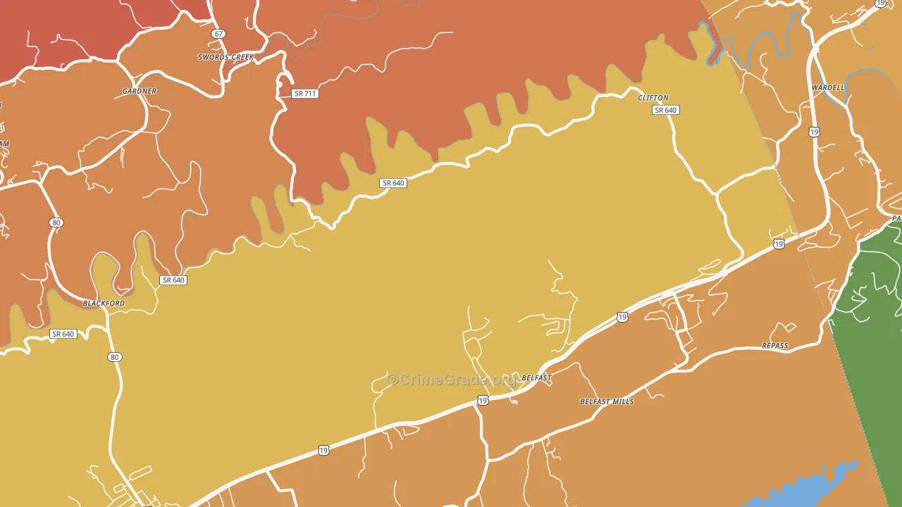 Gardner, VA Map of Robbery Rates