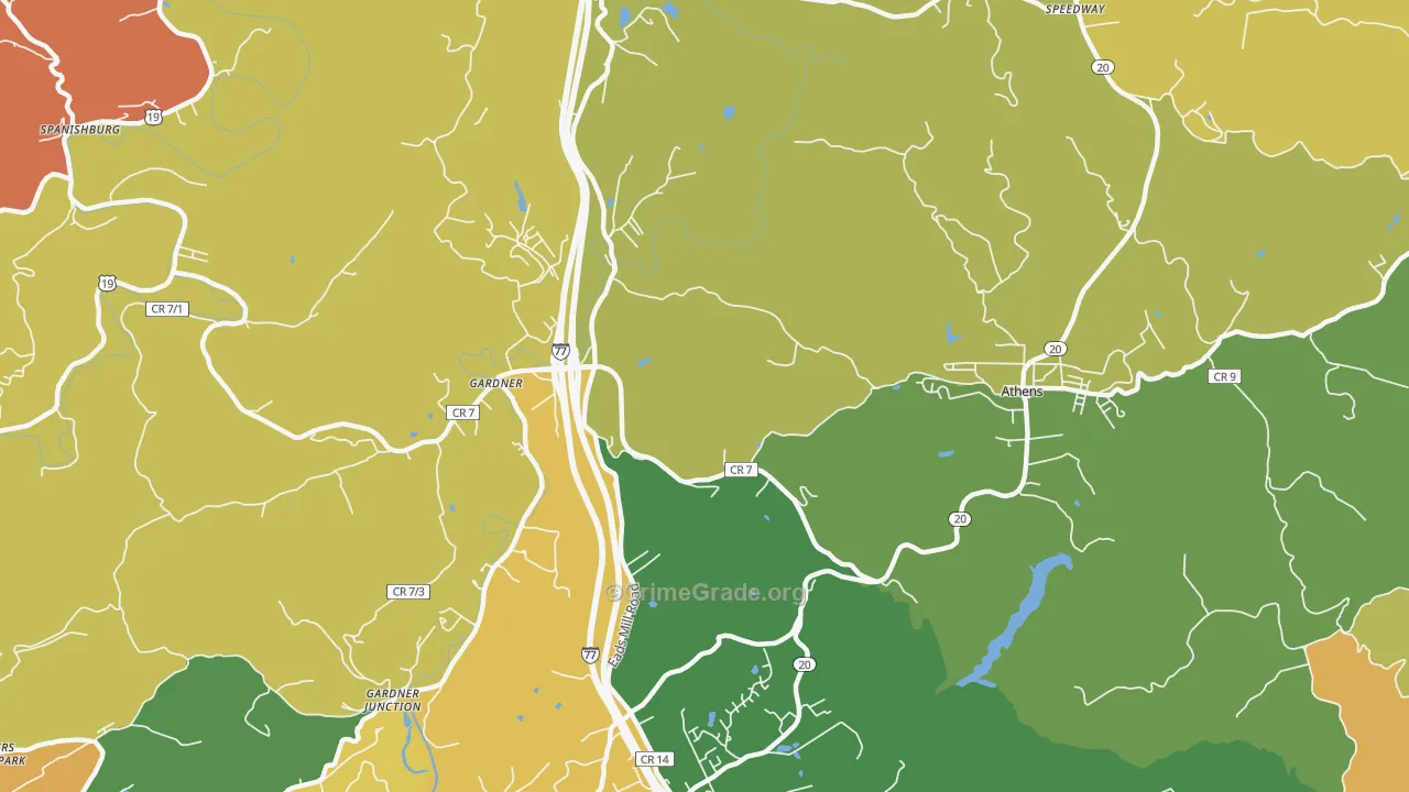 Gardner, WV Map of Robbery Rates