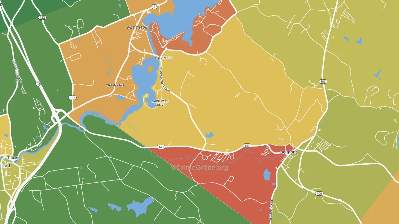 Gardners Grove, NH Map of Robbery Rates