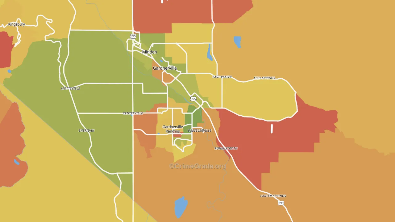 Gardnerville, NV Map of Robbery Rates