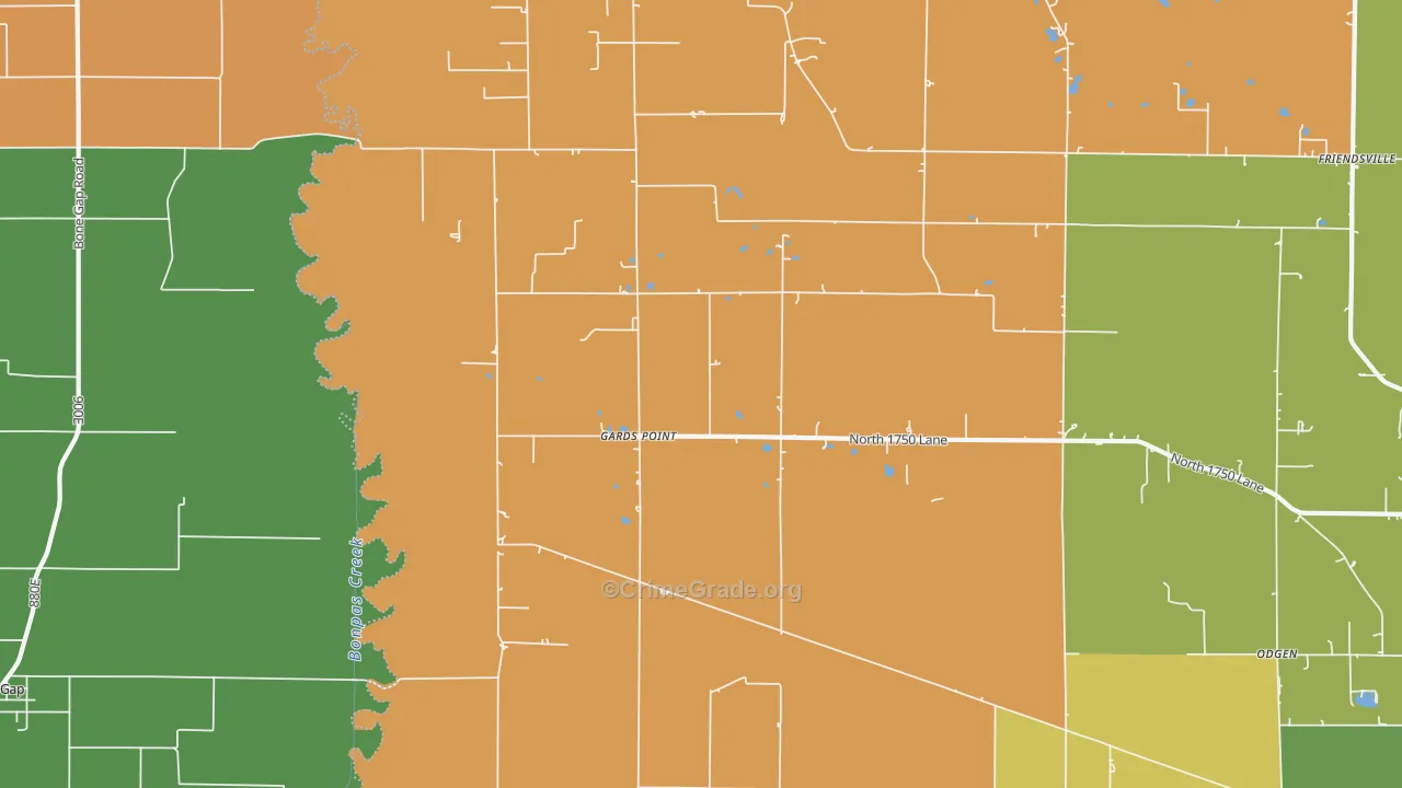 Gards Point, IL Map of Robbery Rates