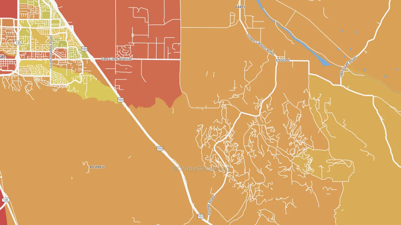 Garey, CA Map of Robbery Rates