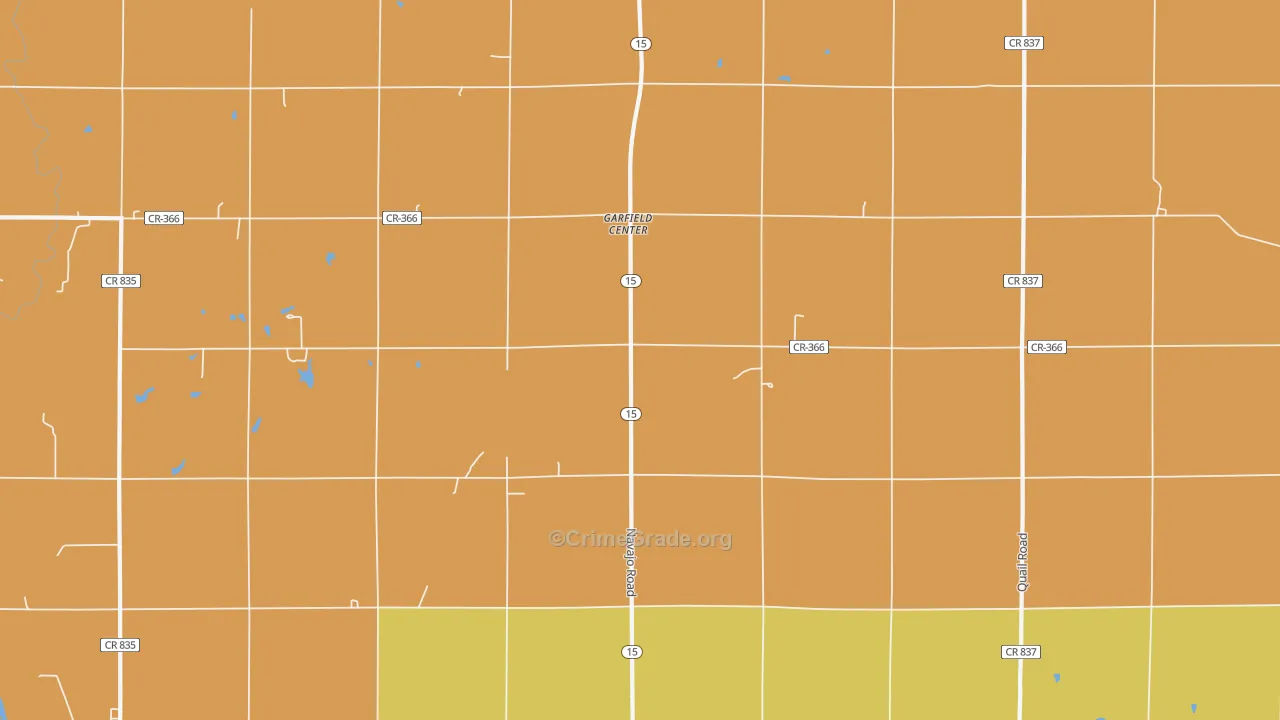 Garfield Center, KS Map of Robbery Rates