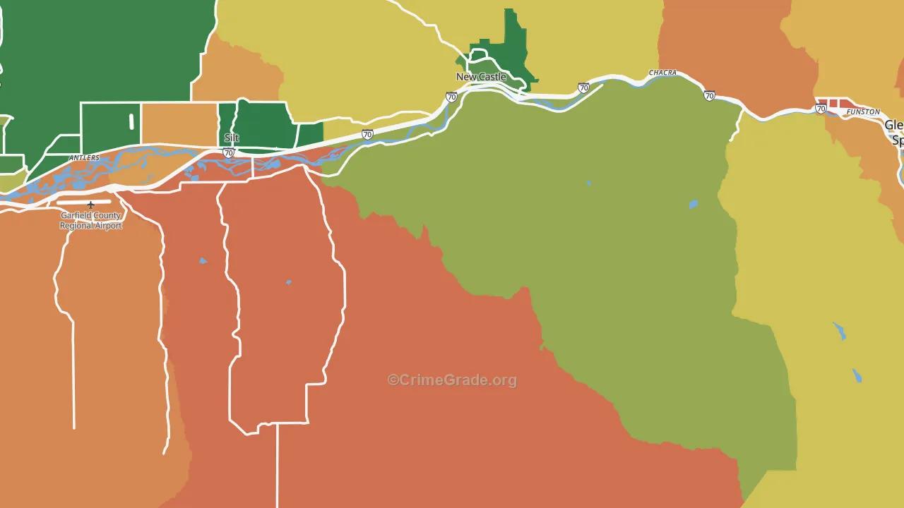 Garfield County, CO Map of Robbery Rates