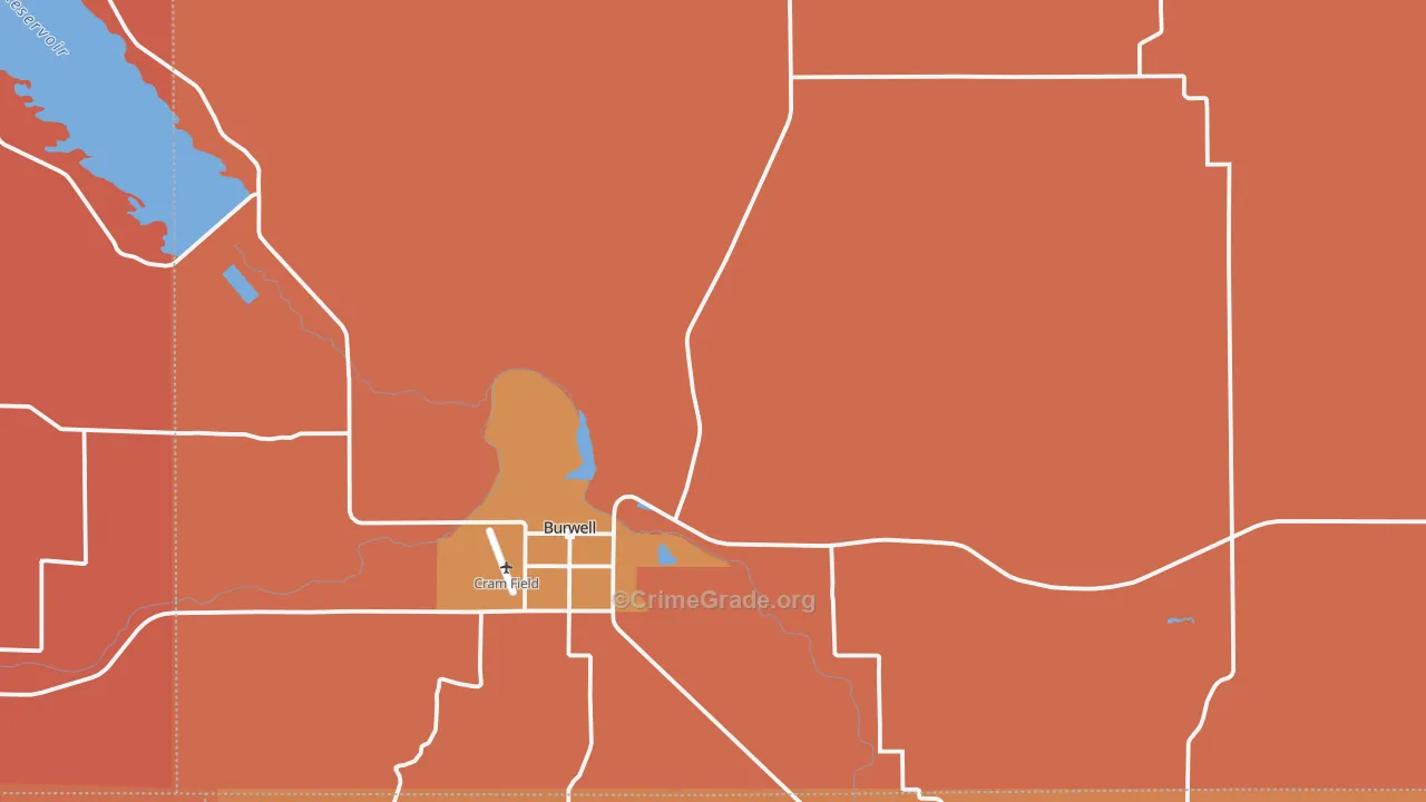 Garfield County, NE Map of Robbery Rates