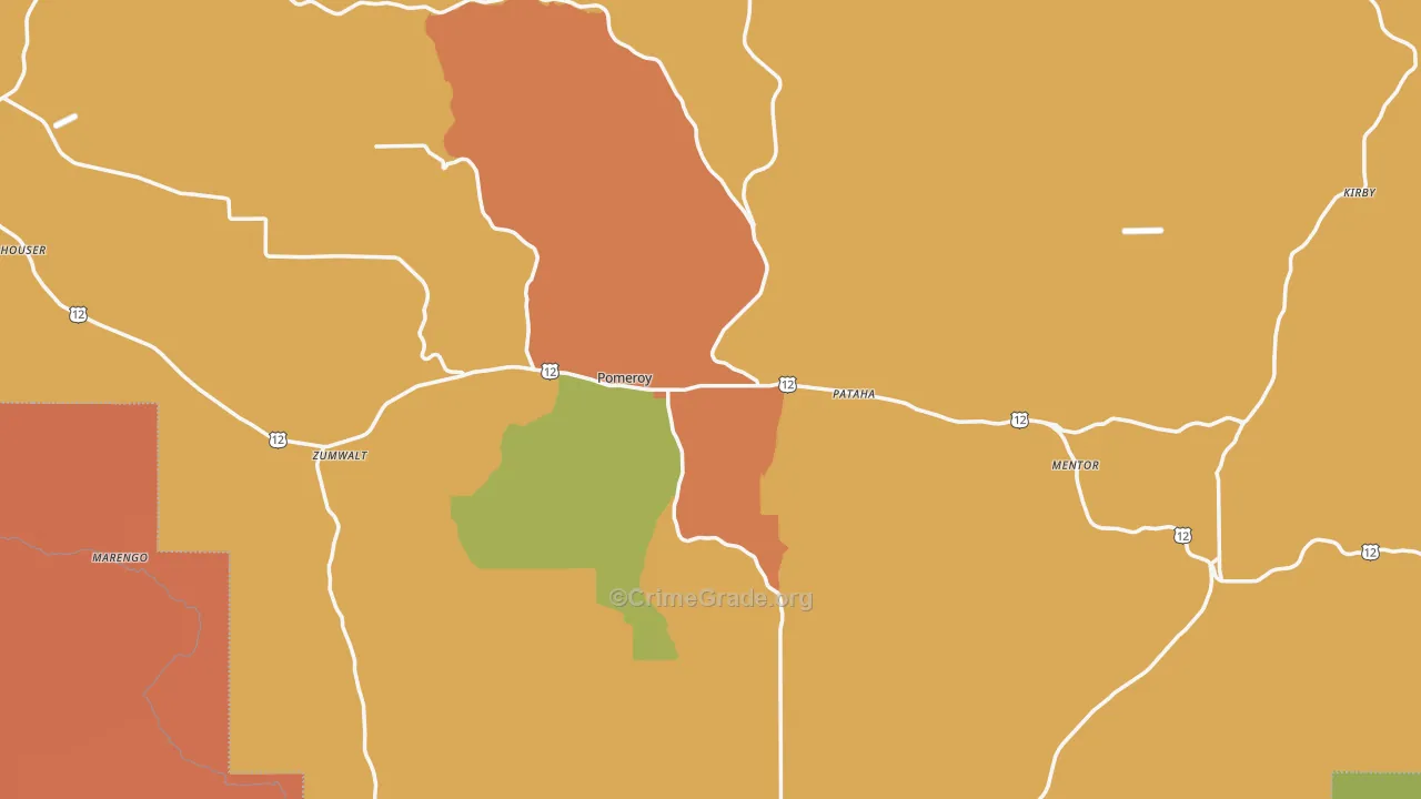 Garfield County, WA Map of Robbery Rates