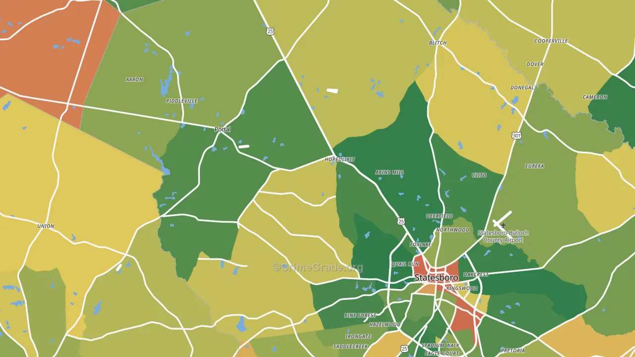 Garfield, GA Map of Robbery Rates