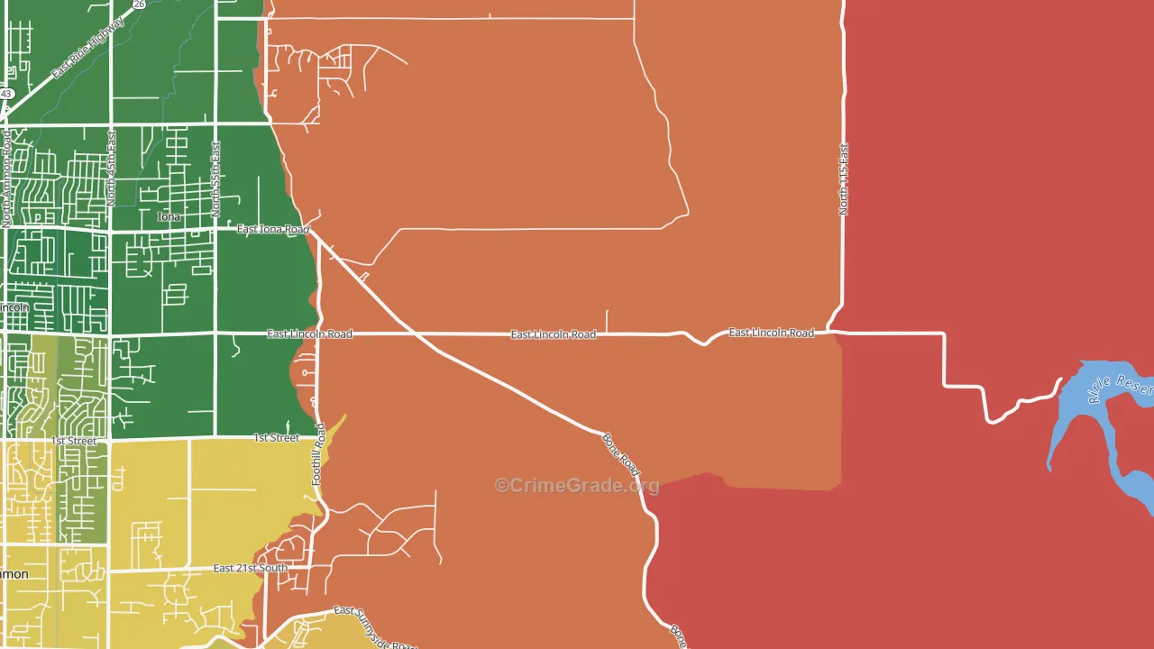 Garfield, ID Map of Robbery Rates