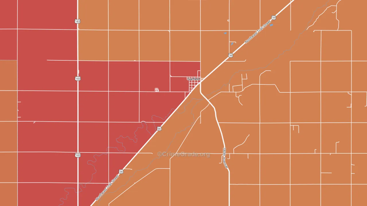 Garfield, KS Map of Robbery Rates