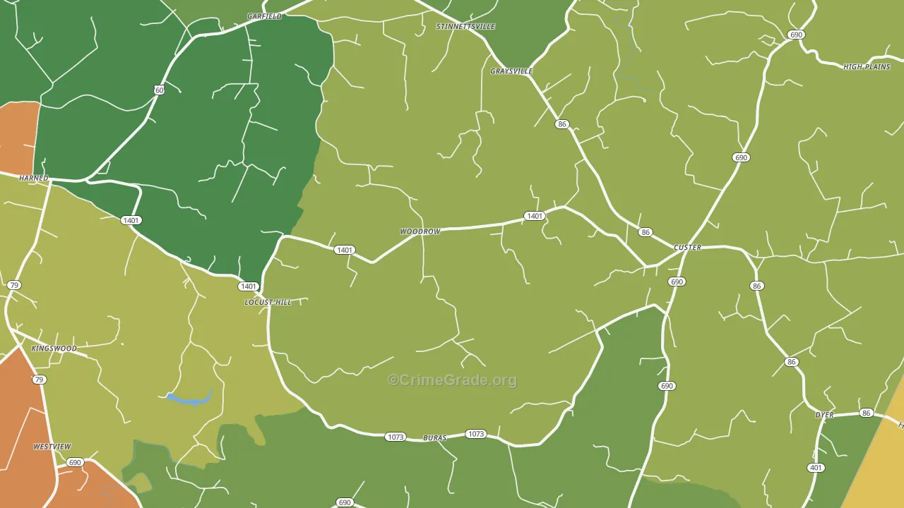 Garfield, KY Map of Robbery Rates