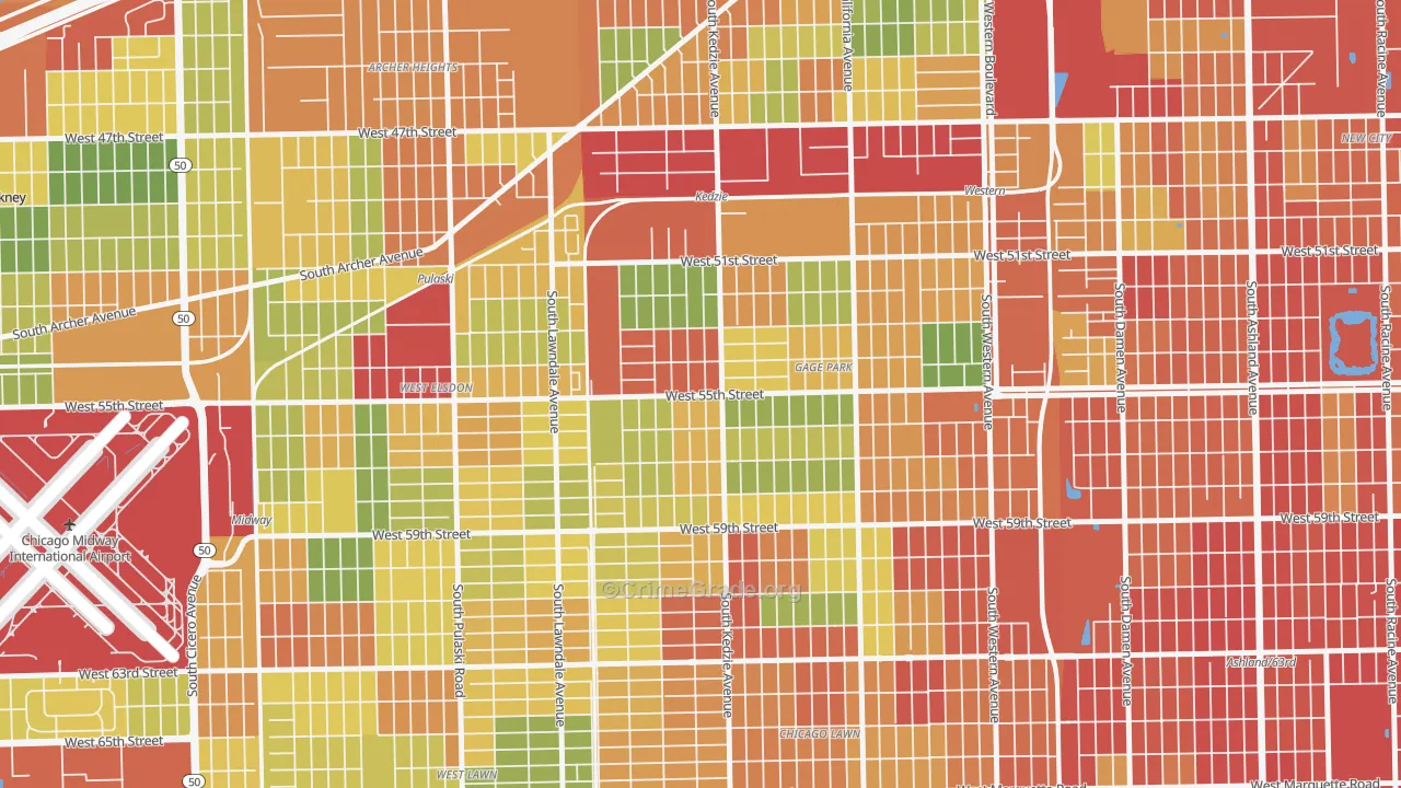 Garfield Manor, Chicago, IL Map of Robbery Rates