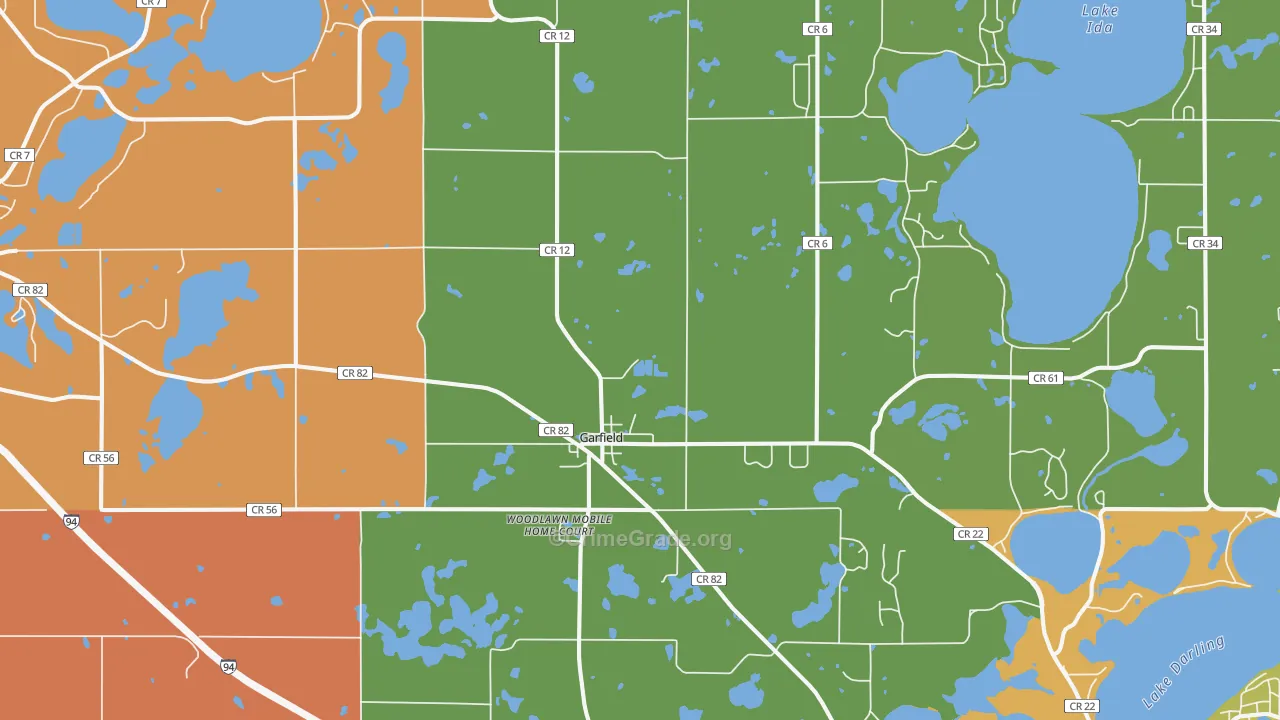 Garfield, MN Map of Robbery Rates