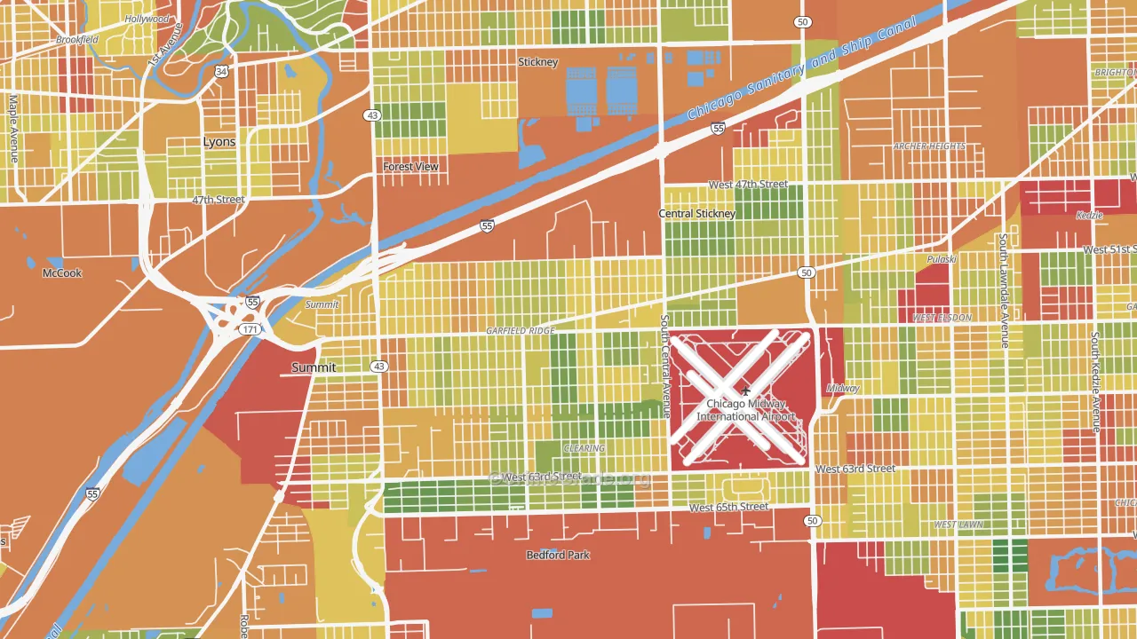 Garfield Ridge, Chicago, IL Map of Robbery Rates