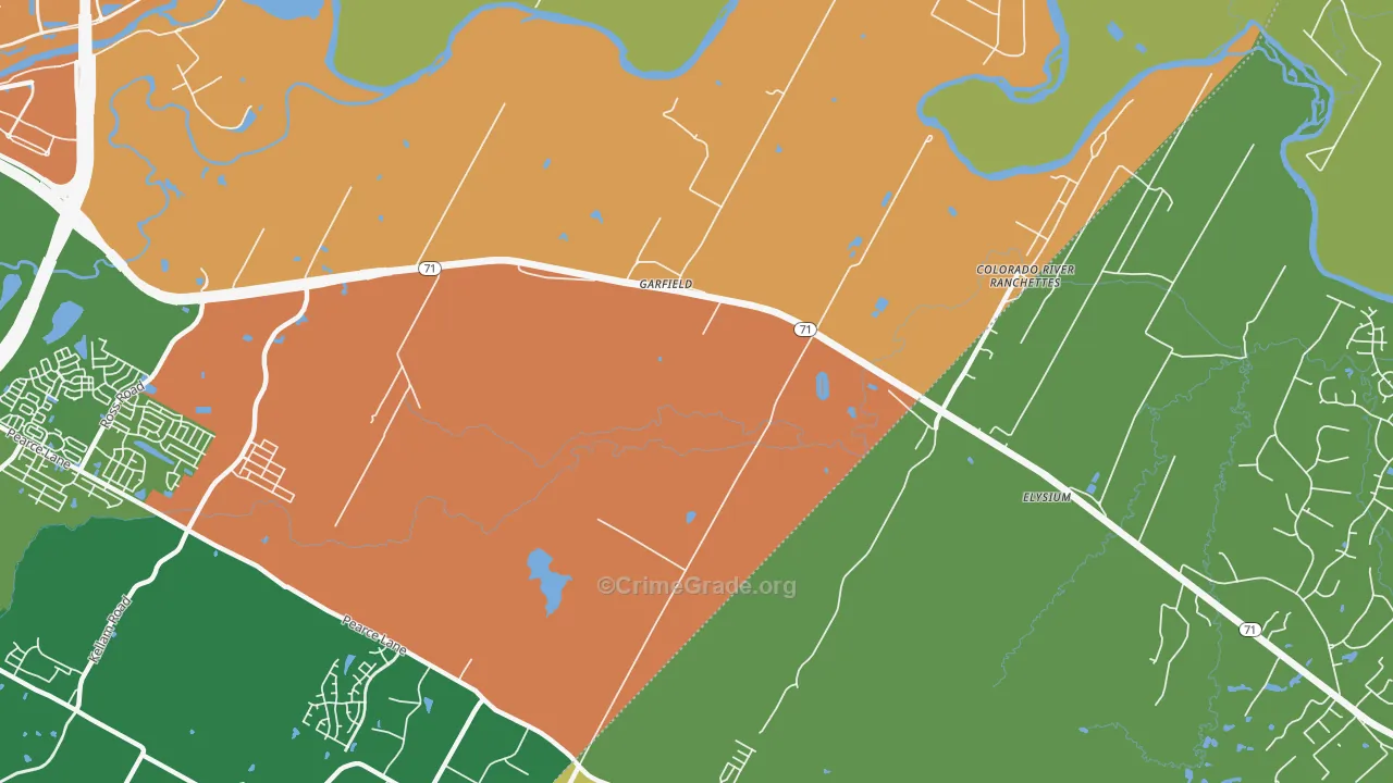 Garfield, TX Map of Robbery Rates