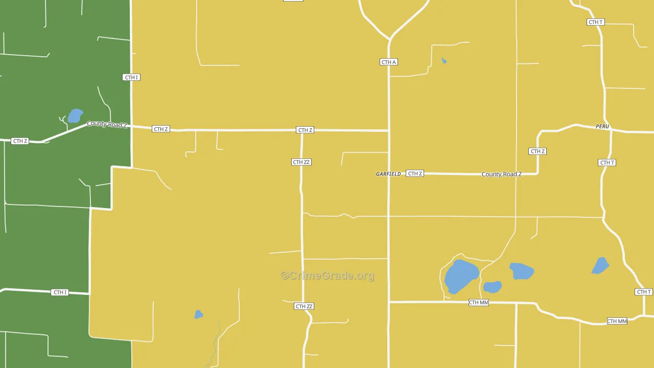 Garfield, WI Map of Robbery Rates
