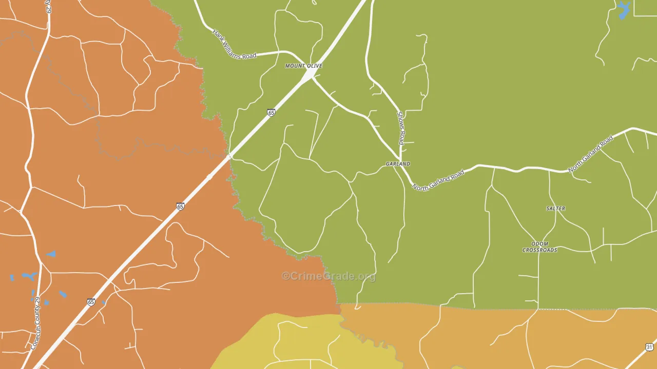 Garland, AL Map of Robbery Rates