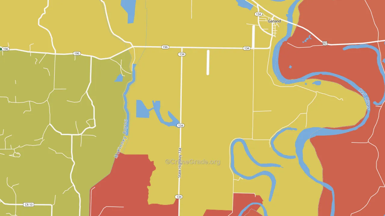 Garland City, AR Map of Robbery Rates
