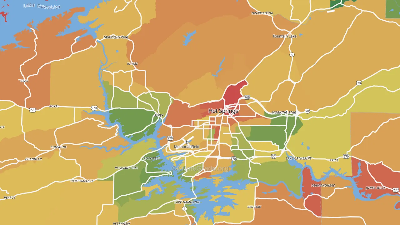 Garland County, AR Map of Robbery Rates