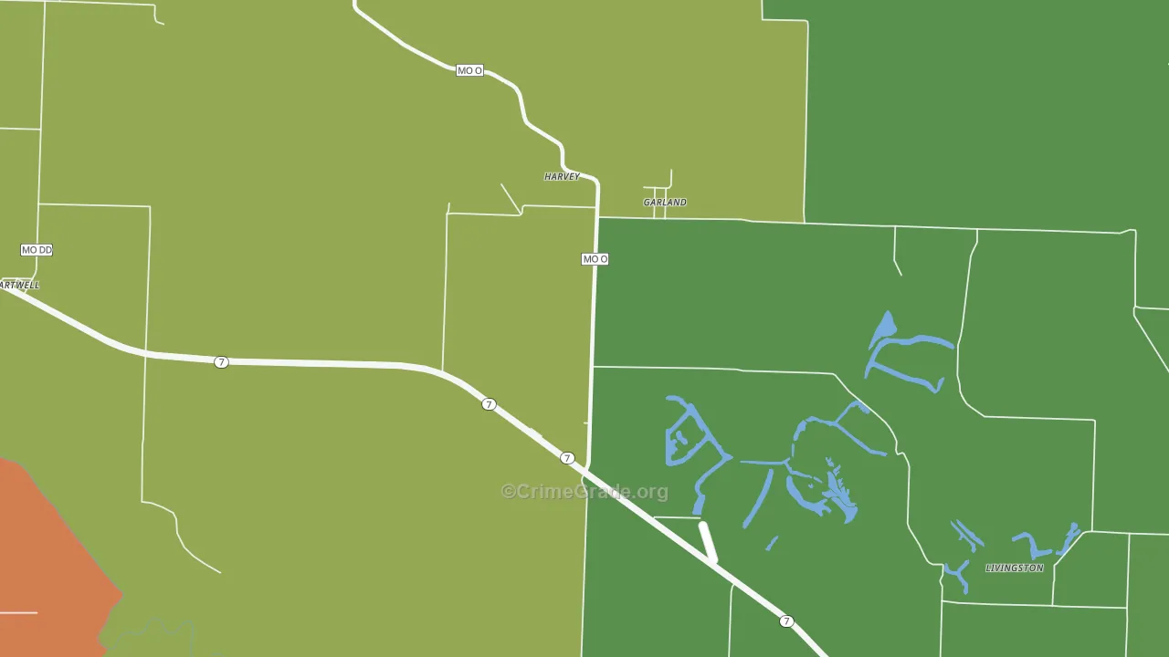 Garland, MO Map of Robbery Rates