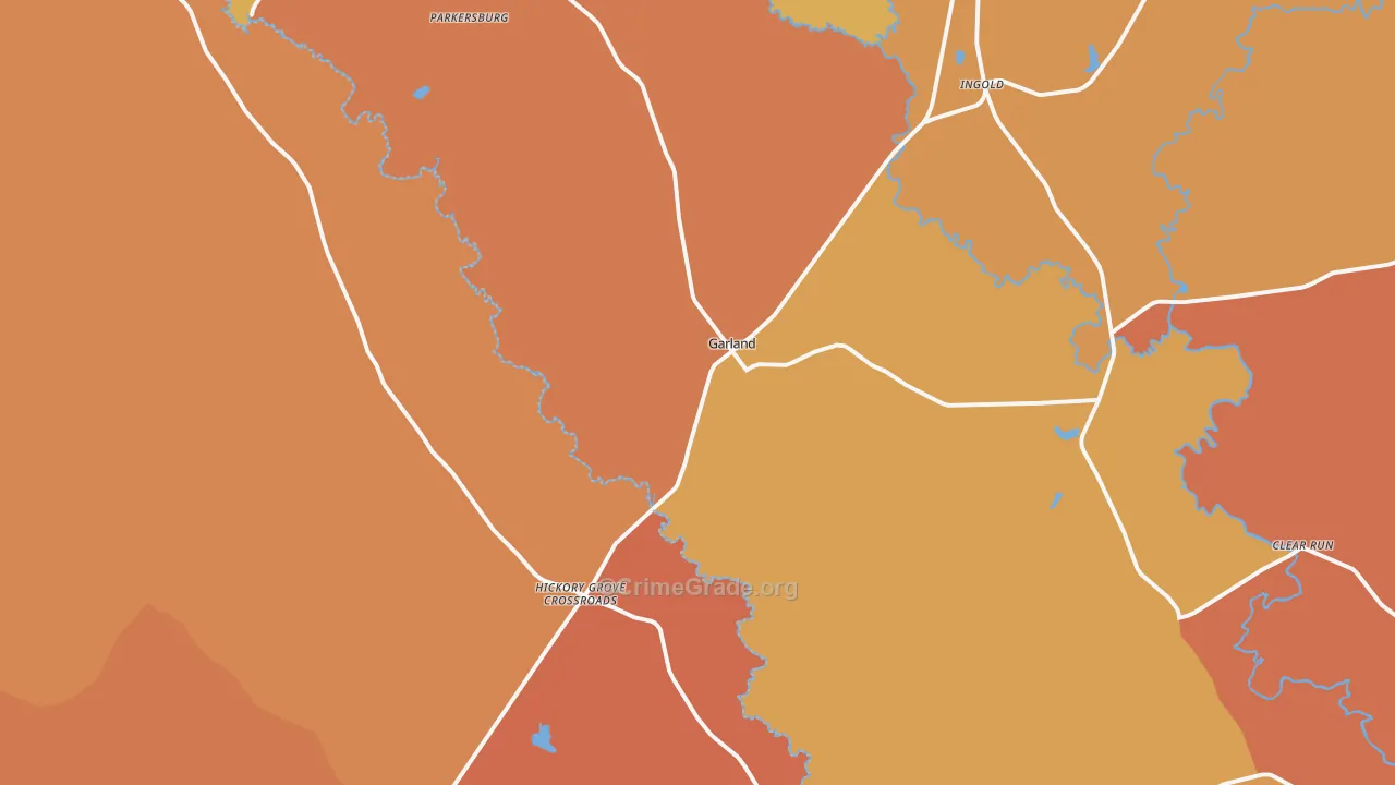 Garland, NC Map of Robbery Rates
