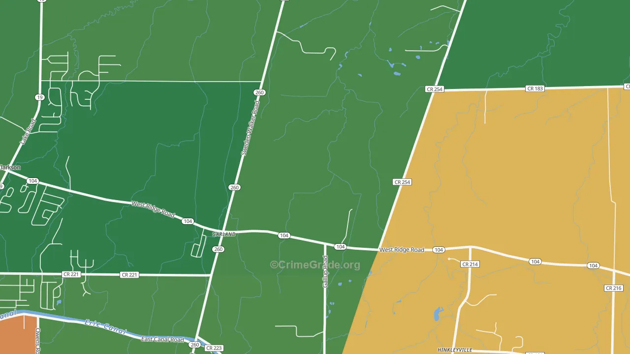Garland, NY Map of Robbery Rates