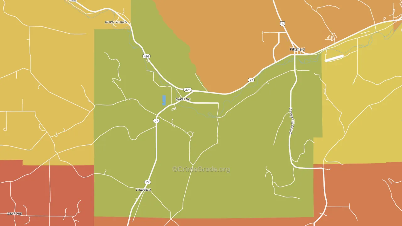 Garland, PA Map of Robbery Rates